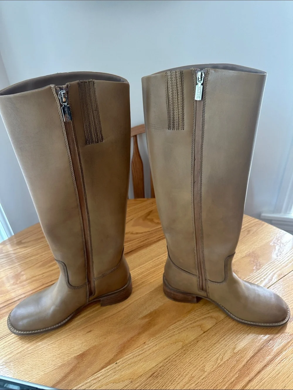Blondo Tall Leather Riding Boots in Taupe